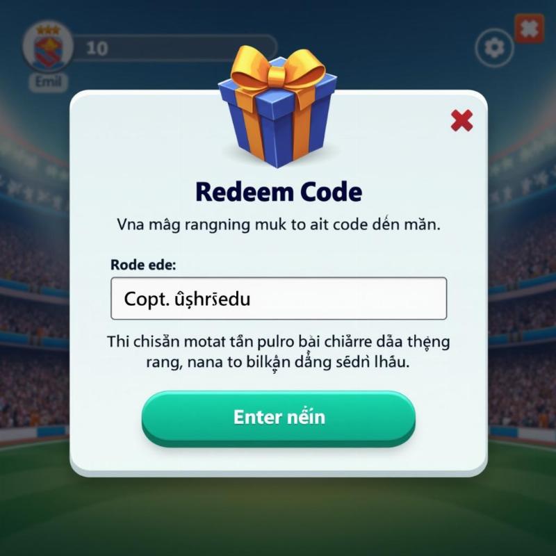 Hướng dẫn giao diện nhập mã giftcode trong game FC Mobile