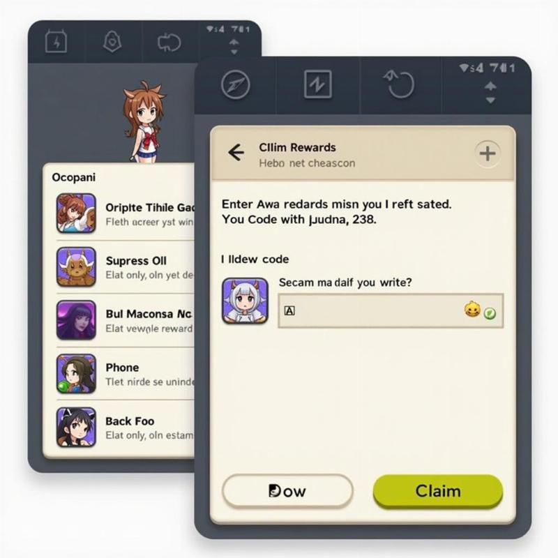 Giao diện nhập giftcode anime vanguards nhận quà miễn phí trong game